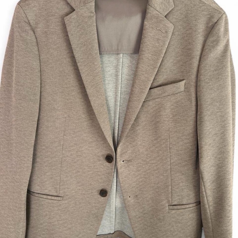 Boss Men's Taupe Lightweight Shirt Jacket Blazer